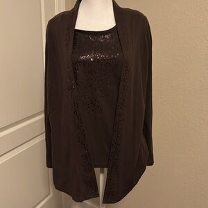 Quacker Factory EUC brown top size small